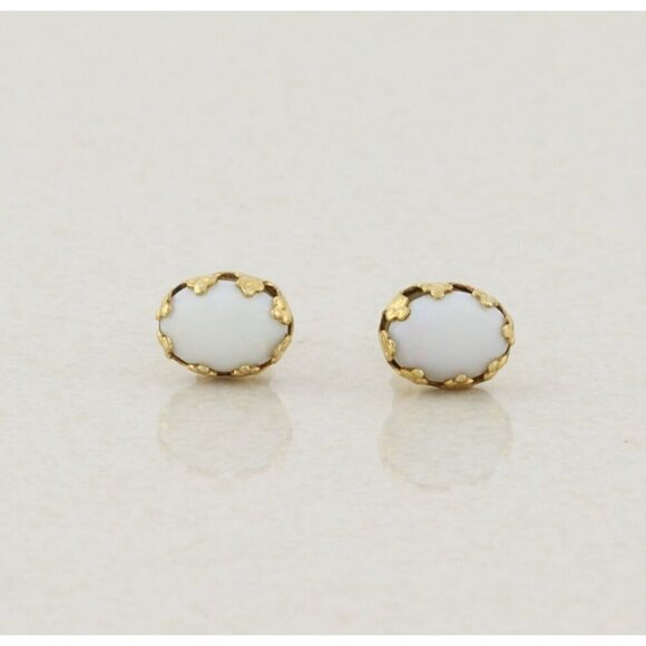 Unbranded Jewelry - 14k Yellow Gold Natural Opal Earrings Stud Post 3/8" x 1/4"